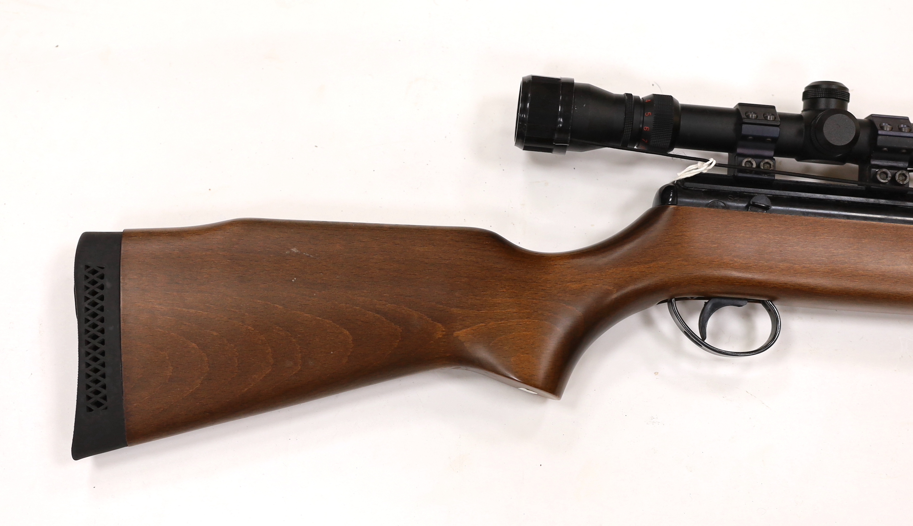 A BSA .22 break action air rifle, fitted with a Simmons sight, together with a wool lined case